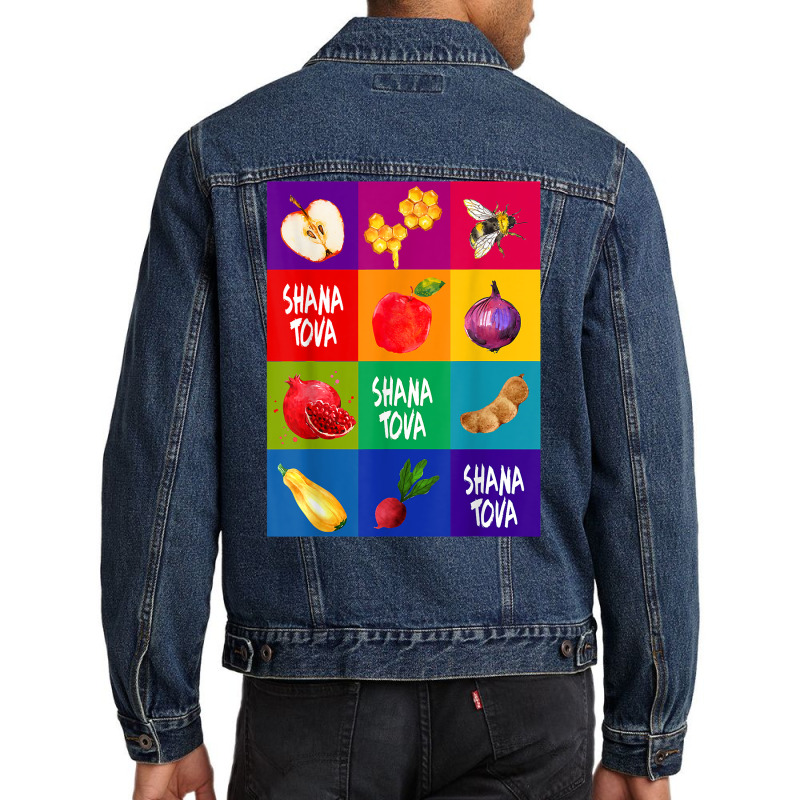 Vintage Rosh Hashanah Shana Tova Jewish New Year T Shirt Men Denim Jacket | Artistshot