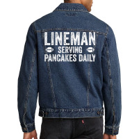 Football Lineman Shirt   Serving Pancakes Daily Men Denim Jacket | Artistshot