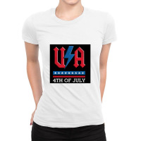 4th Of July Usa Rock N Roll Thunder Lightning Style   Usa Ladies Fitted T-shirt | Artistshot