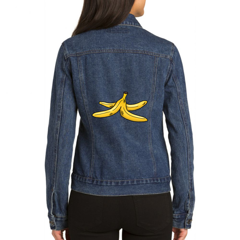 Watch Out, It's A Banana Peel,banana Peel Ladies Denim Jacket by satanarts | Artistshot