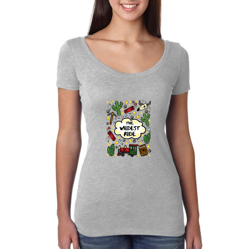 Wildest Ride In The Frontier, Hand Drawn Mine Train Attraction Illustr Women's Triblend Scoop T-shirt by satanarts | Artistshot