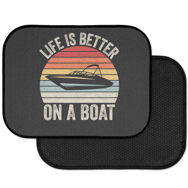 Vintage Life Is Better On A Boat Captain Boating Pontoon Rear Car Mat | Artistshot