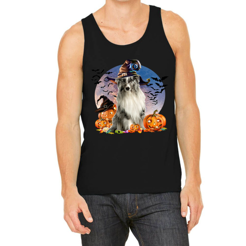 Dog Halloween Shetland Sheepdog Jack O Lantern Pumpkin Moon 57 Tank Top | Artistshot