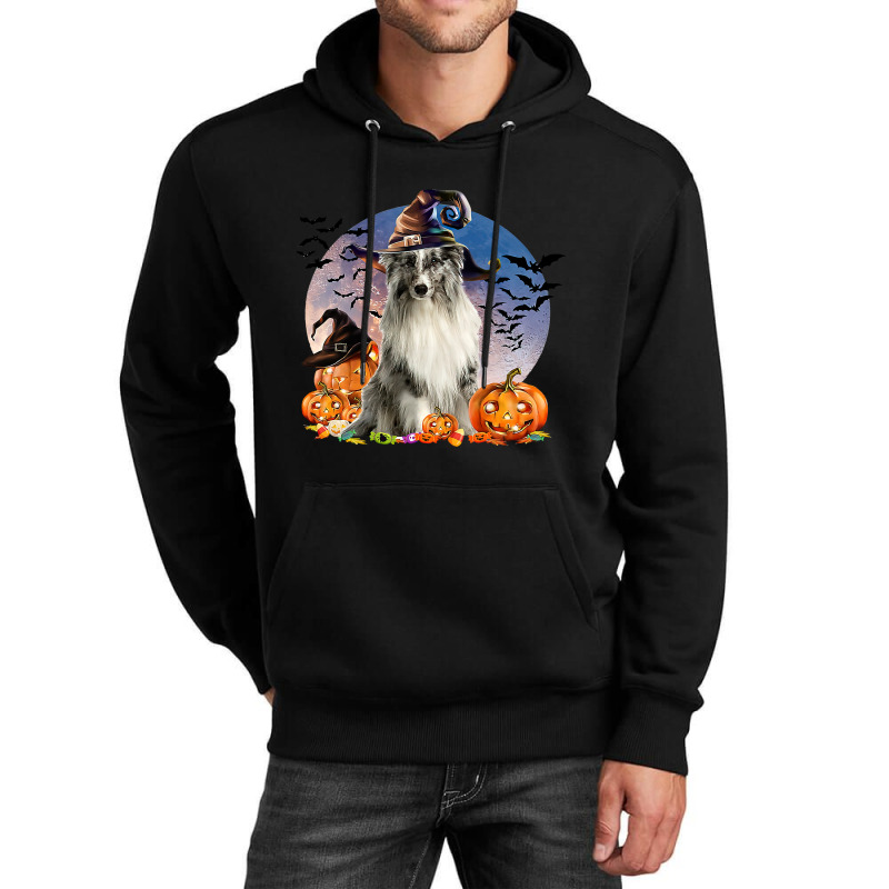 Dog Halloween Shetland Sheepdog Jack O Lantern Pumpkin Moon 57 Unisex Hoodie | Artistshot