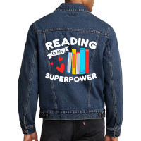 Reading Is My Superpower Design, Book Design, Book Lovers Men Denim Jacket | Artistshot