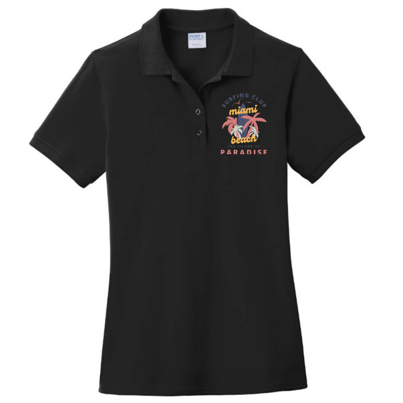 Miami Beach Florida Shirtsurfing Club Miami Beach The Island Of Paradi Ladies Polo Shirt by rabbitappear | Artistshot