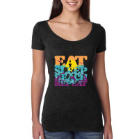 Eat Sleep Beach Repeat Retro Sunset Paradise   Eat Sleep Beach Repeat Women's Triblend Scoop T-shirt | Artistshot