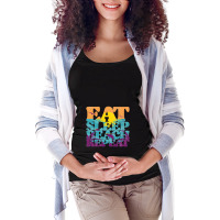 Eat Sleep Beach Repeat Retro Sunset Paradise   Eat Sleep Beach Repeat Maternity Scoop Neck T-shirt | Artistshot