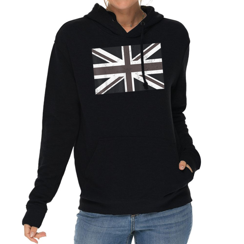 Distressed Black And White British Flag Great Britain Flag T Shirt Lightweight Hoodie | Artistshot