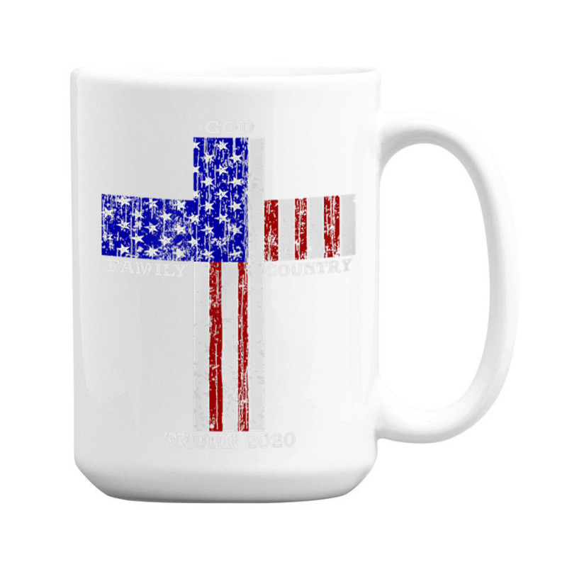 Christian Faith God Family Country Trump 2020 American Flag Funny Gift 15 Oz Coffee Mug | Artistshot