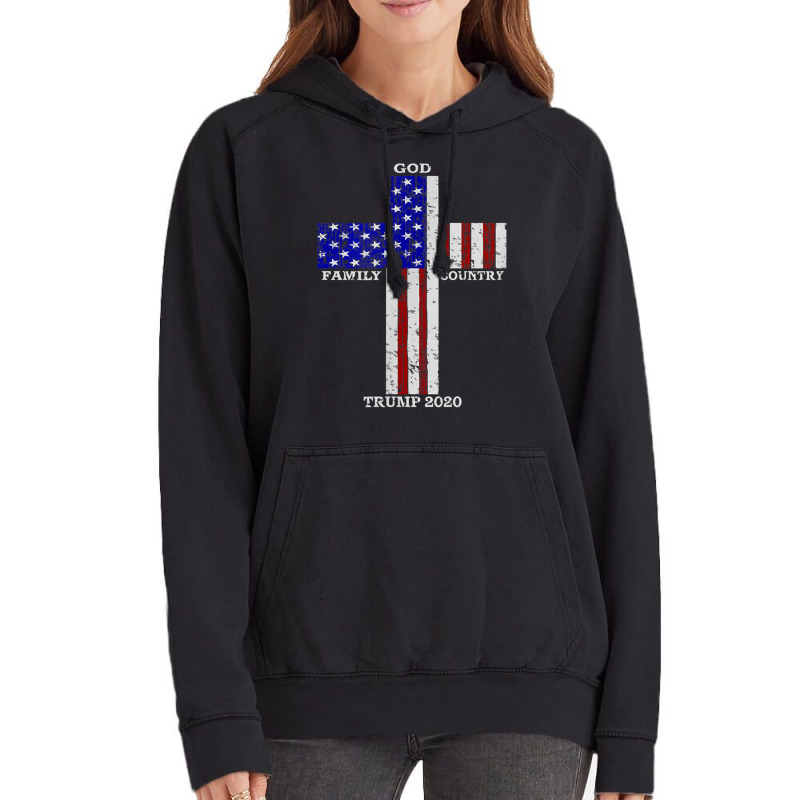 Christian Faith God Family Country Trump 2020 American Flag Funny Gift Vintage Hoodie | Artistshot