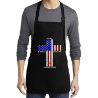 Christian Faith God Family Country Trump 2020 American Flag Funny Gift Medium-length Apron | Artistshot