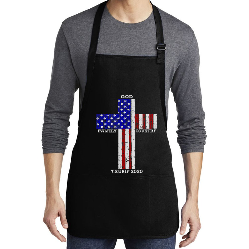 Christian Faith God Family Country Trump 2020 American Flag Funny Gift Medium-length Apron | Artistshot