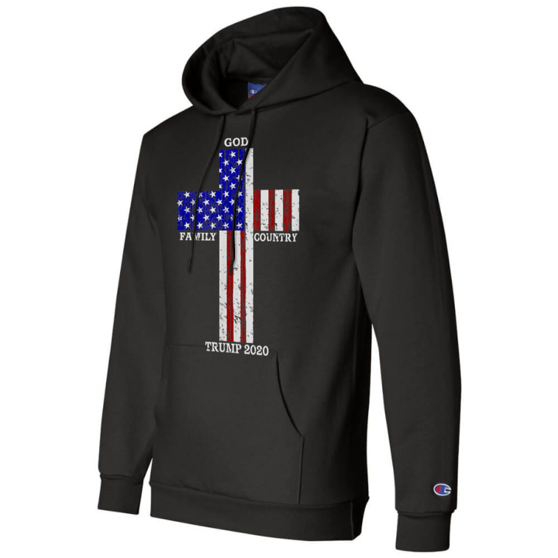 Christian Faith God Family Country Trump 2020 American Flag Funny Gift Champion Hoodie | Artistshot