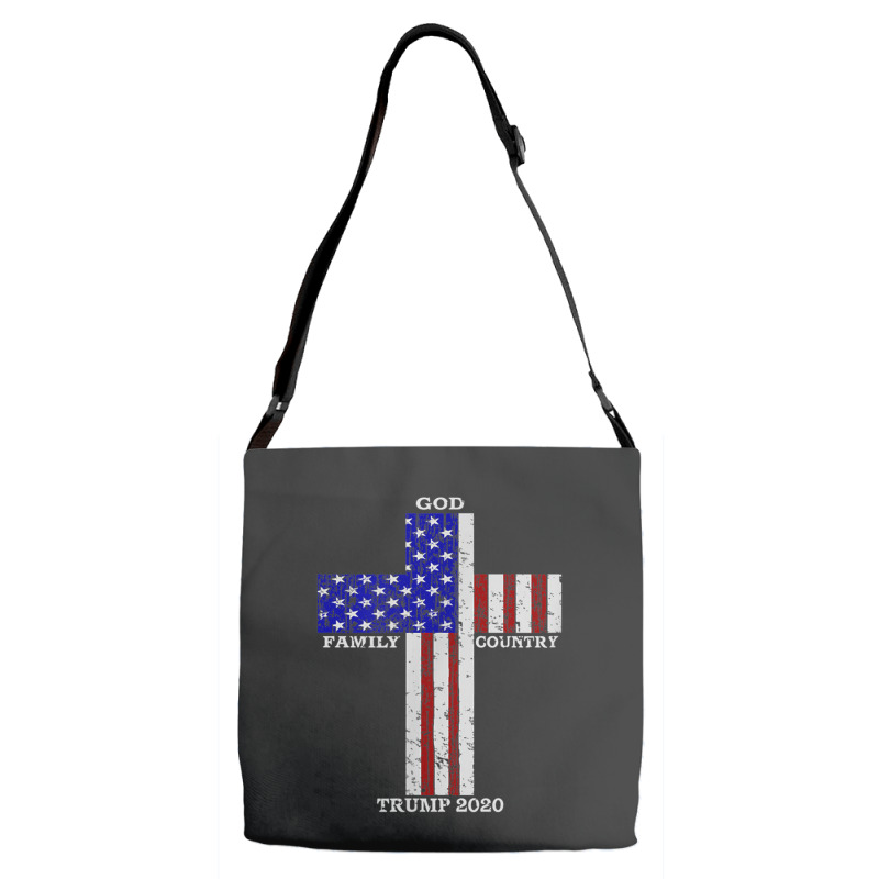 Christian Faith God Family Country Trump 2020 American Flag Funny Gift Adjustable Strap Totes | Artistshot