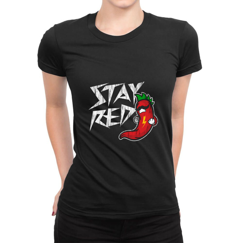 Funny Stay Red Mexican Pun   Fully Vaccinated Still Not A Hugger Ladies Fitted T-Shirt by loomcnultys | Artistshot