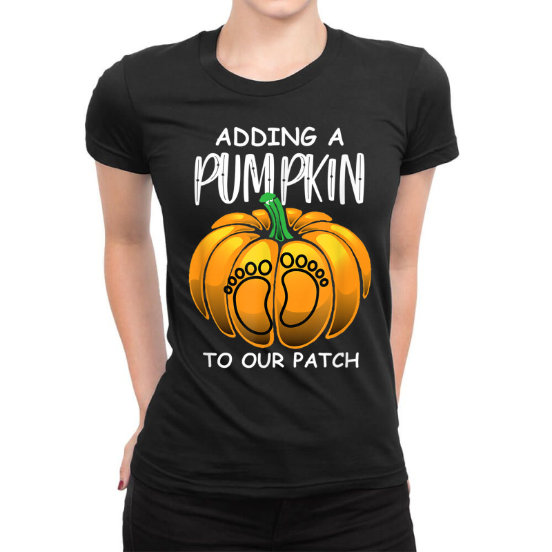 Pregnancy Thanksgiving Adding A Pumpkin To Our Patch T Shirt Ladies Fitted T-shirt | Artistshot