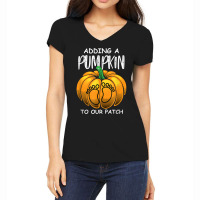 Pregnancy Thanksgiving Adding A Pumpkin To Our Patch T Shirt Women's V-neck T-shirt | Artistshot