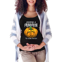 Pregnancy Thanksgiving Adding A Pumpkin To Our Patch T Shirt Maternity Scoop Neck T-shirt | Artistshot