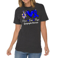 Syringomyelia Awareness Peace Love Hope Blue Ribbon T Shirt Vintage T-shirt | Artistshot