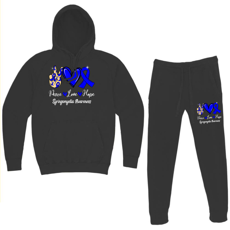 Syringomyelia Awareness Peace Love Hope Blue Ribbon T Shirt Hoodie & Jogger Set | Artistshot