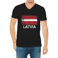 Latvian Flag T Shirt  Vintage Made In Latvia Gift V-neck Tee | Artistshot