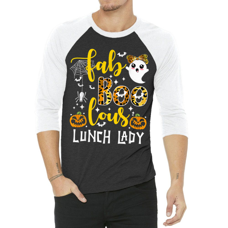 Leopard Fab Boo Lous Lunch Lady Team Teacher Spooky Season 3/4 Sleeve Shirt by MadisonDesign | Artistshot