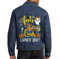 Leopard Fab Boo Lous Lunch Lady Team Teacher Spooky Season Men Denim Jacket | Artistshot