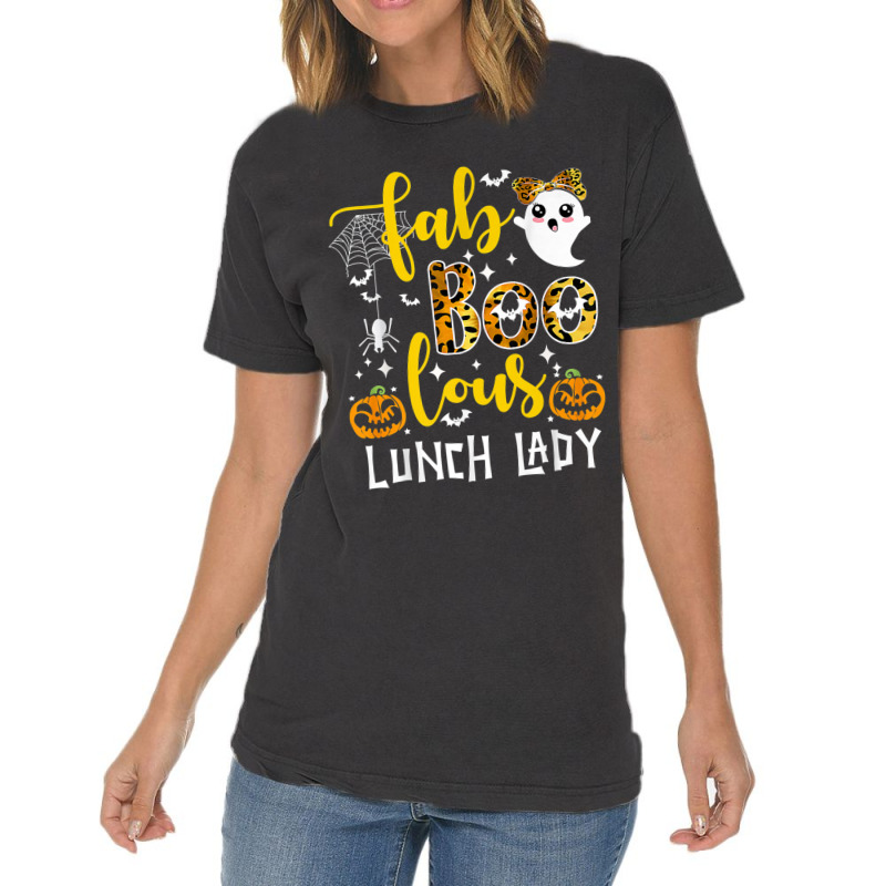 Leopard Fab Boo Lous Lunch Lady Team Teacher Spooky Season Vintage T-Shirt by MadisonDesign | Artistshot