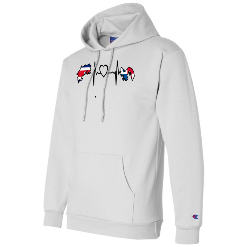 Costa Rica Panama Flag Costa Rican Panamanian Heartbeat T Shirt Champion Hoodie by pilusoekyokeln | Artistshot