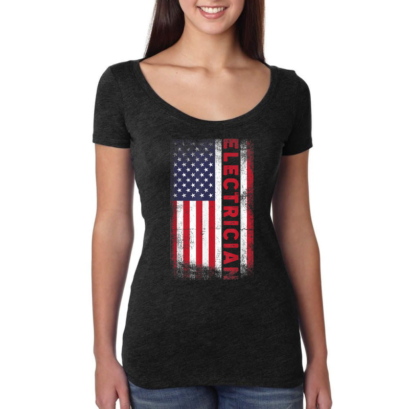 Patriotic Electrician Usa Flag Electronics Engineers T Shirt Women's Triblend Scoop T-shirt by esquezdmonene | Artistshot