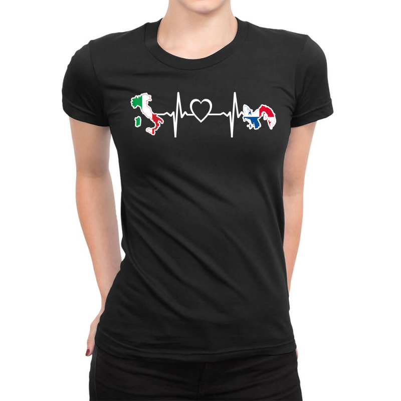 Italy Panama Flag Italian Panamanian Heartbeat T Shirt Ladies Fitted T-Shirt by dubrayhecallezhd | Artistshot