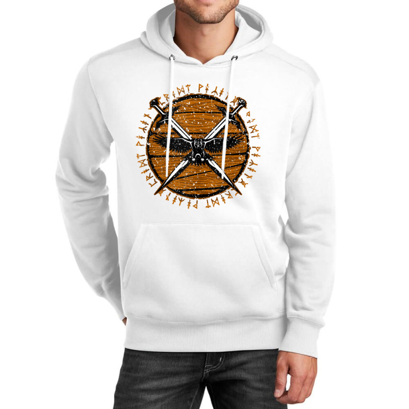 Viking Crossed Swords Black Raven Wooden Distressed Runes Tank Top Unisex Hoodie | Artistshot