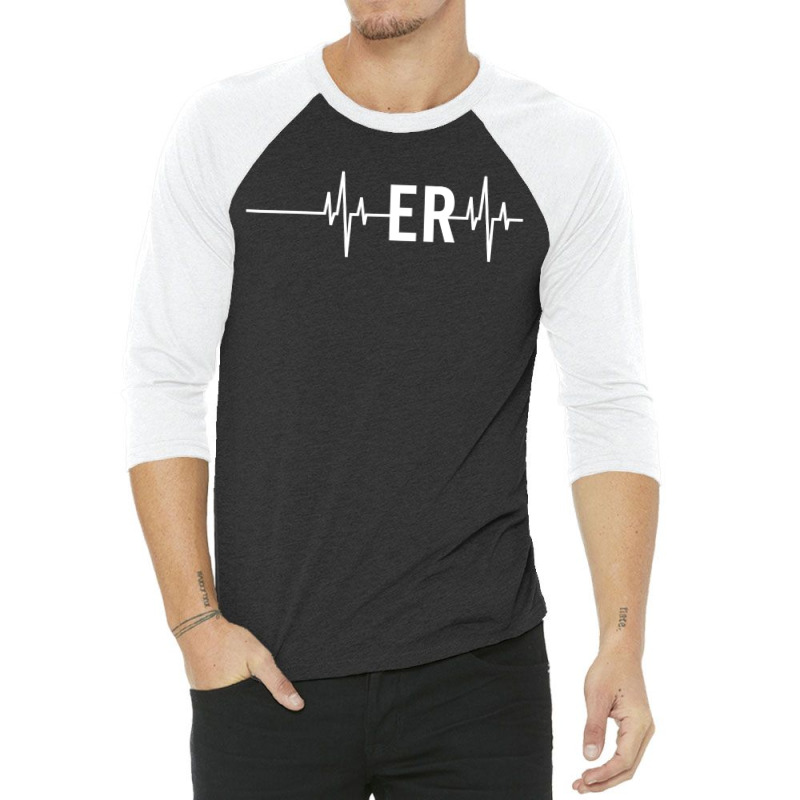 Emergency Medicine Physician Nurse Gift Er Heartbeat 3/4 Sleeve Shirt | Artistshot