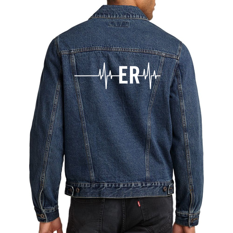 Emergency Medicine Physician Nurse Gift Er Heartbeat Men Denim Jacket | Artistshot