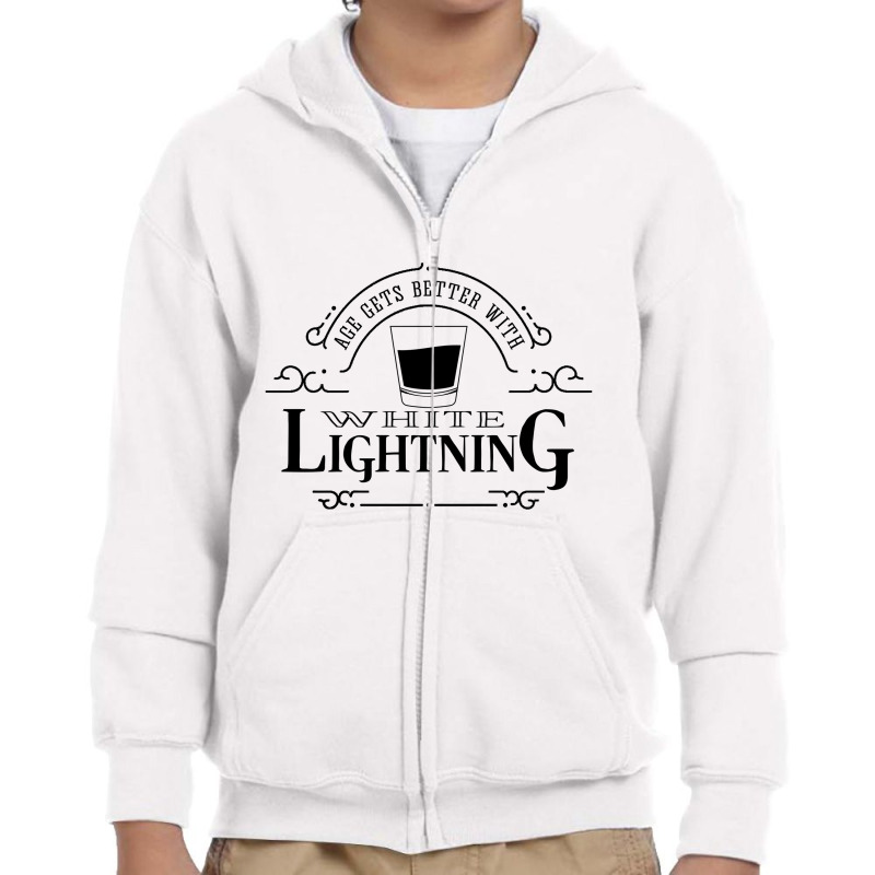 White Lightning Youth Zipper Hoodie by expresionesjmvg | Artistshot