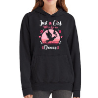 Doves T  Shirt Just A Girl Who Loves Doves Pink Retro Vintage Gift Ide Vintage Hoodie | Artistshot