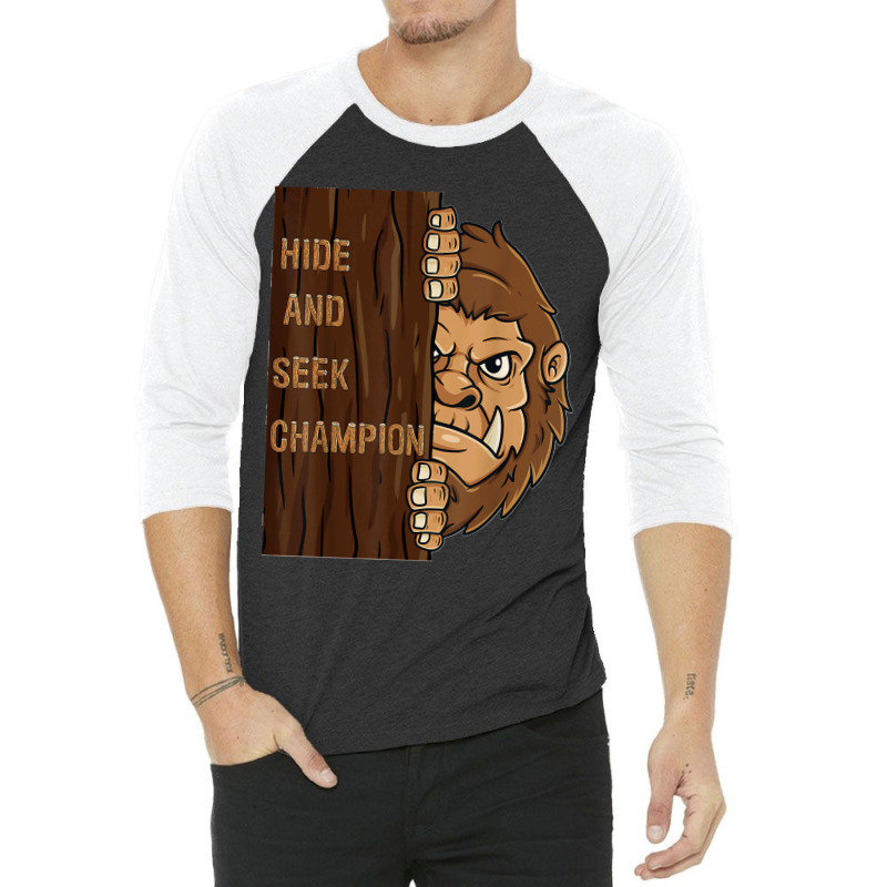 Bigfoot Hide And Seek Champion Funny Sasquatch Forest 3/4 Sleeve Shirt by PamelaJeanBrink | Artistshot