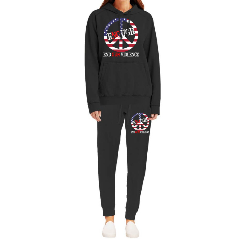 End Gun Violence T  Shirt Enough Peace Sign U S Flag End Gun Violence Hoodie & Jogger Set | Artistshot