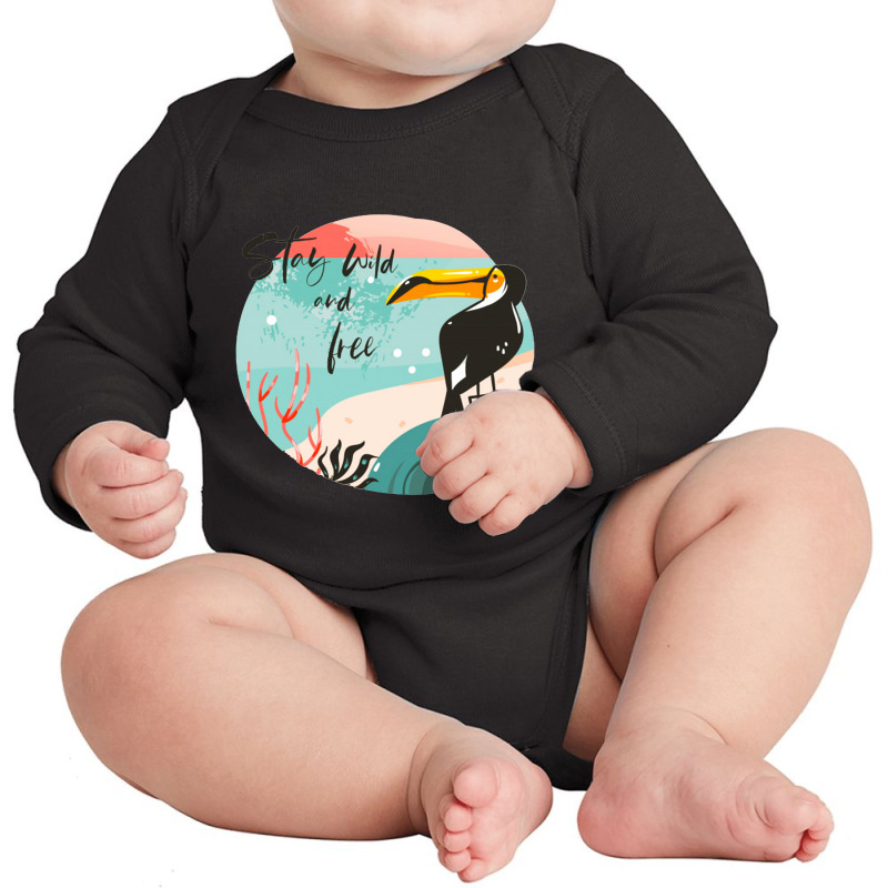 Cartoon Summer Time Sunset Beauty Toucan Bird Long Sleeve Baby Bodysuit by HowardDanielle | Artistshot