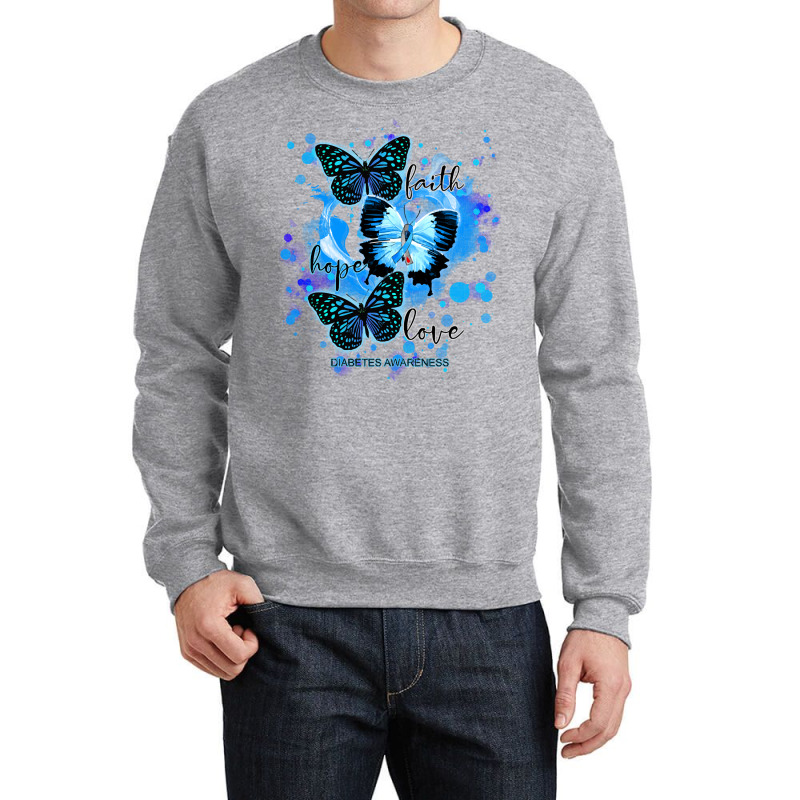 Faith Hope Love Diabetes Awareness T  Shirt Faith Hope Love Butterfly Crewneck Sweatshirt | Artistshot