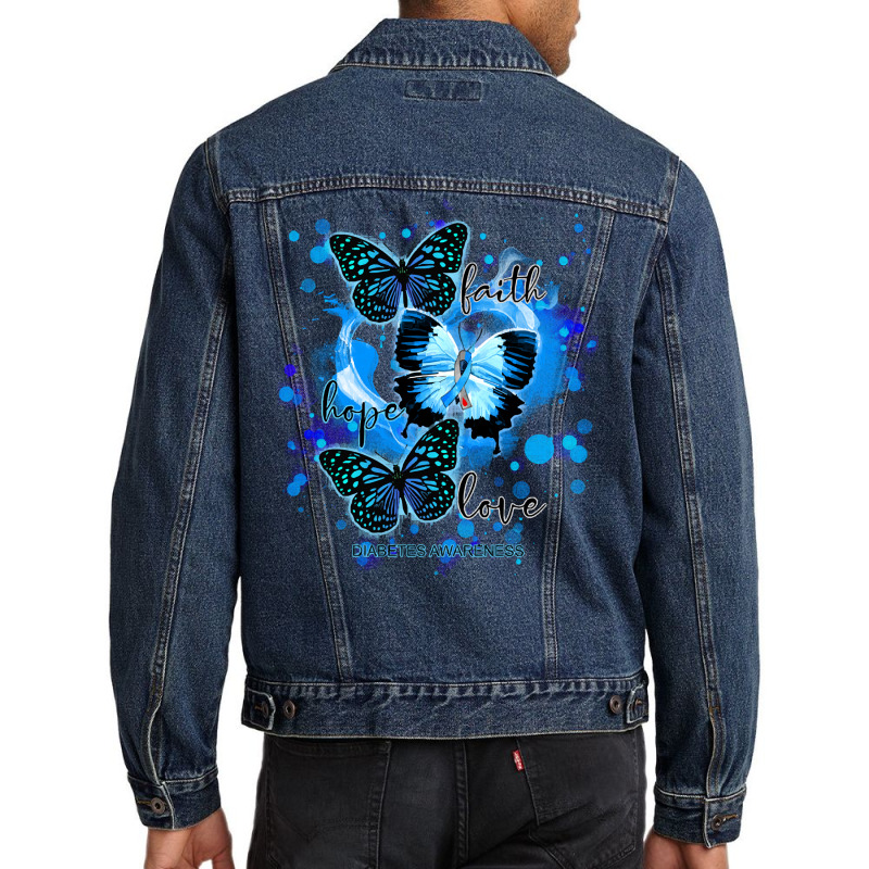 Faith Hope Love Diabetes Awareness T  Shirt Faith Hope Love Butterfly Men Denim Jacket | Artistshot