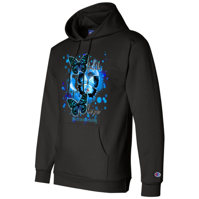 Faith Hope Love Diabetes Awareness T  Shirt Faith Hope Love Butterfly Champion Hoodie | Artistshot