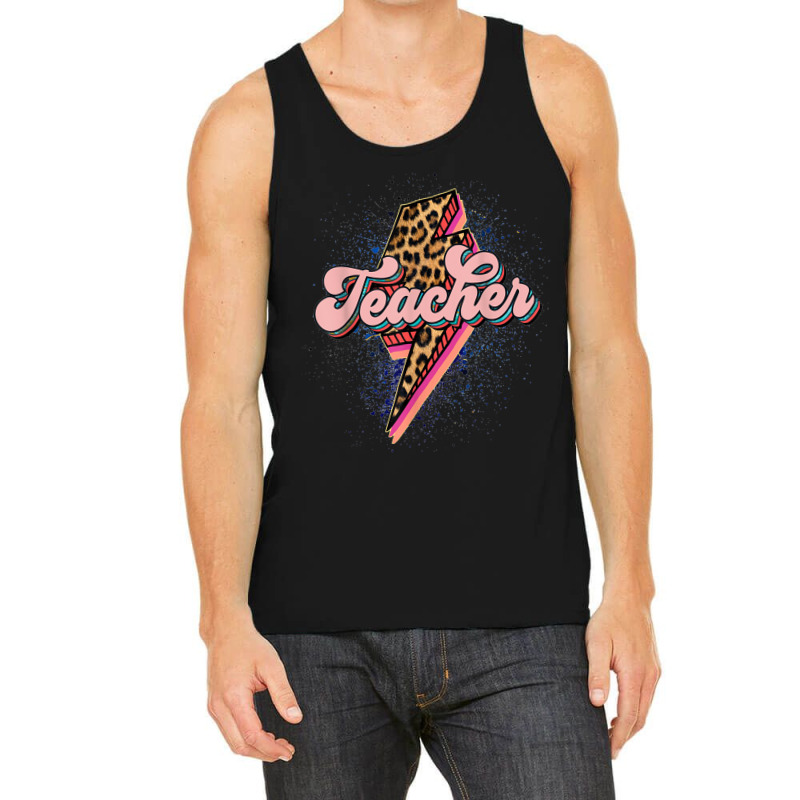 Teacher Leopard Lightning Thunder Western Back To School Tank Top | Artistshot