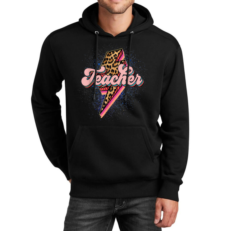 Teacher Leopard Lightning Thunder Western Back To School Unisex Hoodie | Artistshot