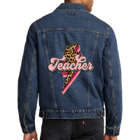 Teacher Leopard Lightning Thunder Western Back To School Men Denim Jacket | Artistshot