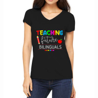 Teaching Future Bilinguals Spanish Teachers Back To School Women's V-neck T-shirt | Artistshot