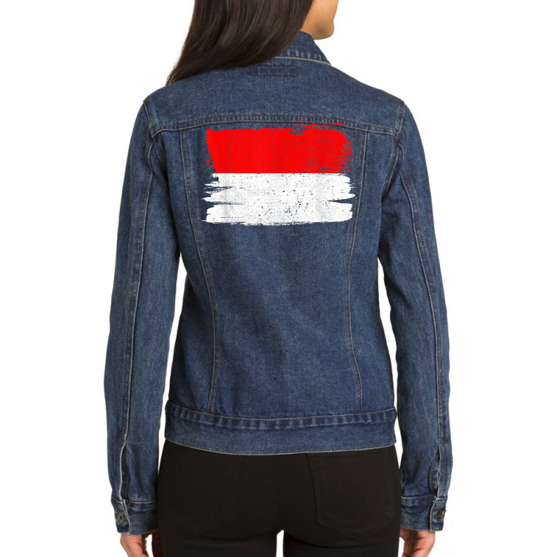 Indonesia Flag Pride Friendship Proud Peace Retro Vintage T Shirt Ladies Denim Jacket | Artistshot