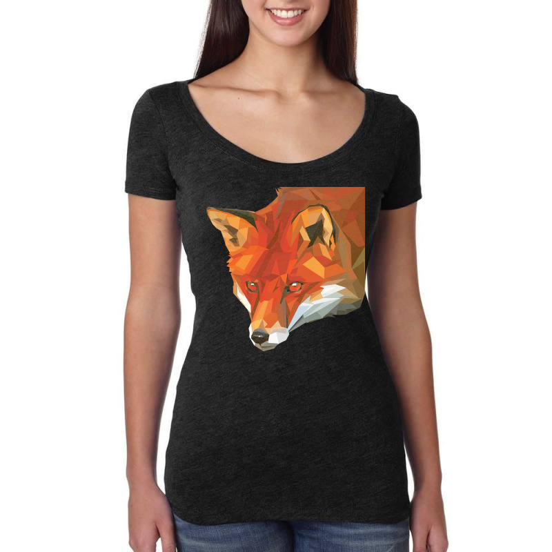 Fox Polygon T  Shirt Fox Polygon Animals T  Shirt Women's Triblend Scoop T-shirt by bartolettikacey | Artistshot