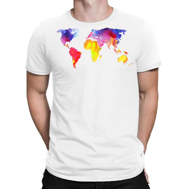 Beautiful Global World Map Watercolor Art Silhouette T Shirt T-shirt | Artistshot